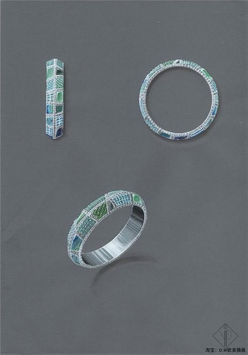 国外设计师yp珠宝设计首饰手稿项链戒指耳环手链手绘临摹素材89张